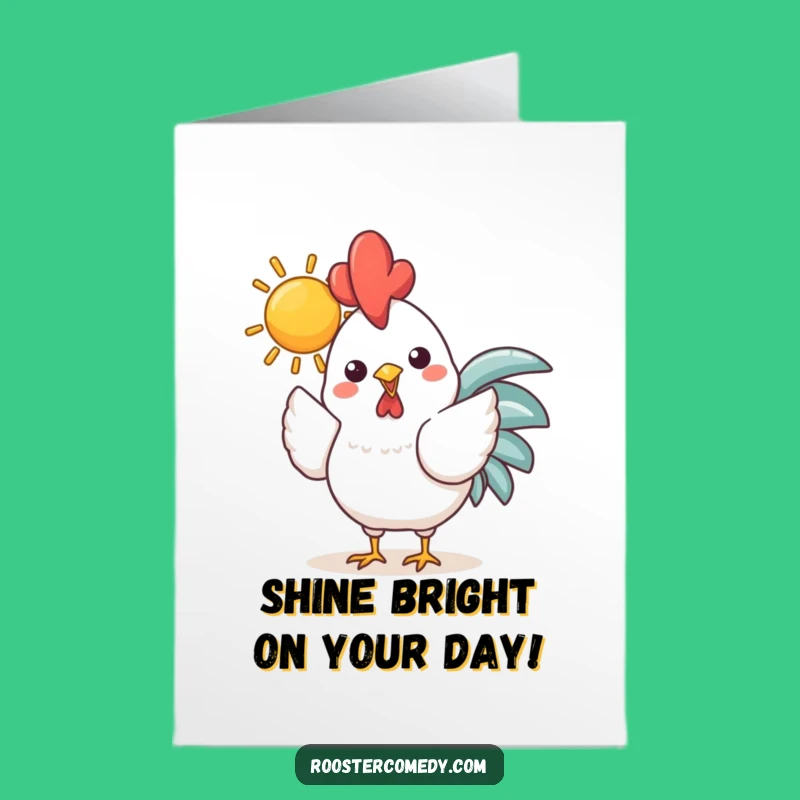 Free Printable Birthday Card: Sunny Kawaii Rooster, Radiant DIY Downloadable Gift