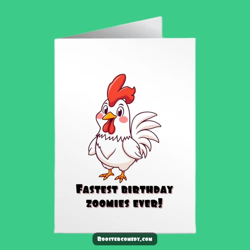Free Printable Goofy Rooster Birthday Card: Racing Fun Downloadable Gift