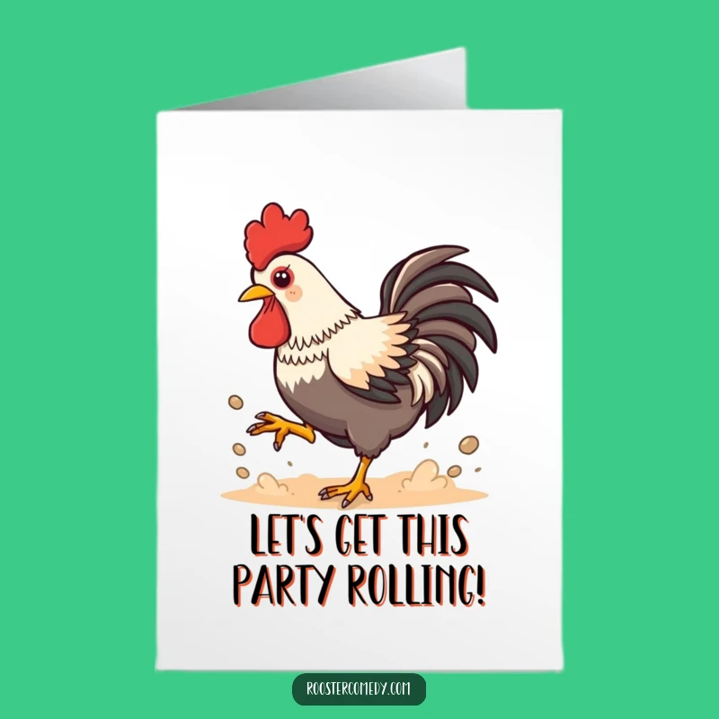 Free Printable Birthday Card: Playful Kawaii Rooster Dust, Energetic DIY Downloadable Gift