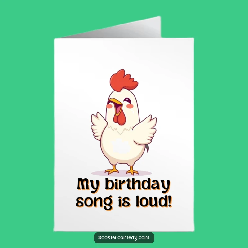 Free Printable Joyful Rooster Birthday Card: Happy Crowing Bird Downloadable Gift