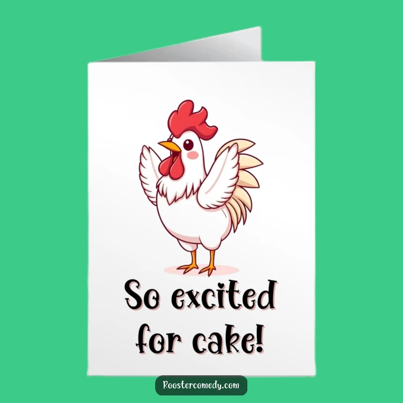 Free Printable Excited Rooster Birthday Card: Flapping Wings Downloadable Gift