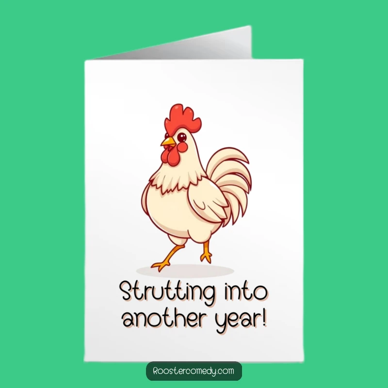 Confident Rooster Birthday Card Free Printable: Strutting Puff Download