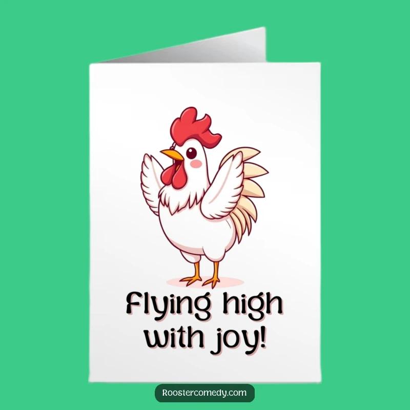 Free Printable Excited Rooster Congrats Card: Flapping Wings Downloadable Gift