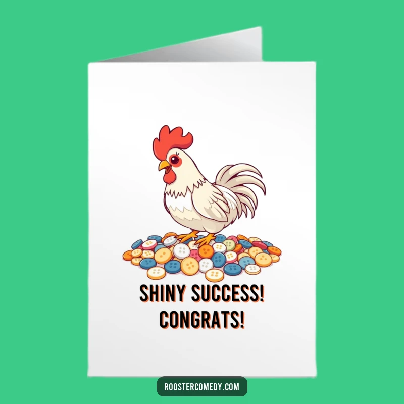 Free Printable Button Rooster Congrats Card: Shiny Success to You!