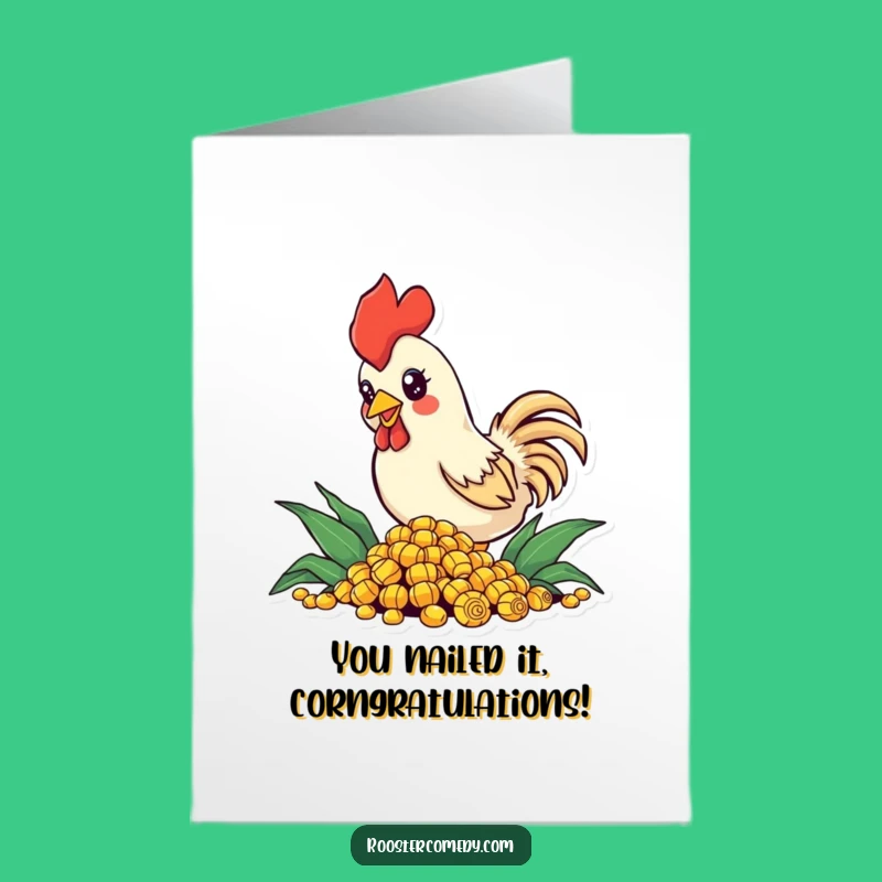 Free Printable Congrats Card: Enthusiastic Rooster Pecking, Downloadable Celebration