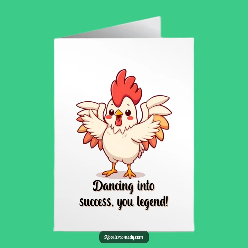 Free Printable Congrats Card: Flamboyant Kawaii Rooster Dance, Downloadable Celebration Art