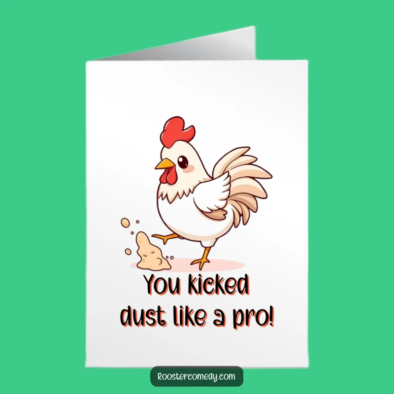 Free Printable Congrats Card: Playful Kawaii Rooster Dust - Downloadable Gift