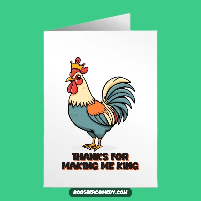 Free Printable Royal Rooster Thank You Card: Funny Crowned Bird Downloadable Gift