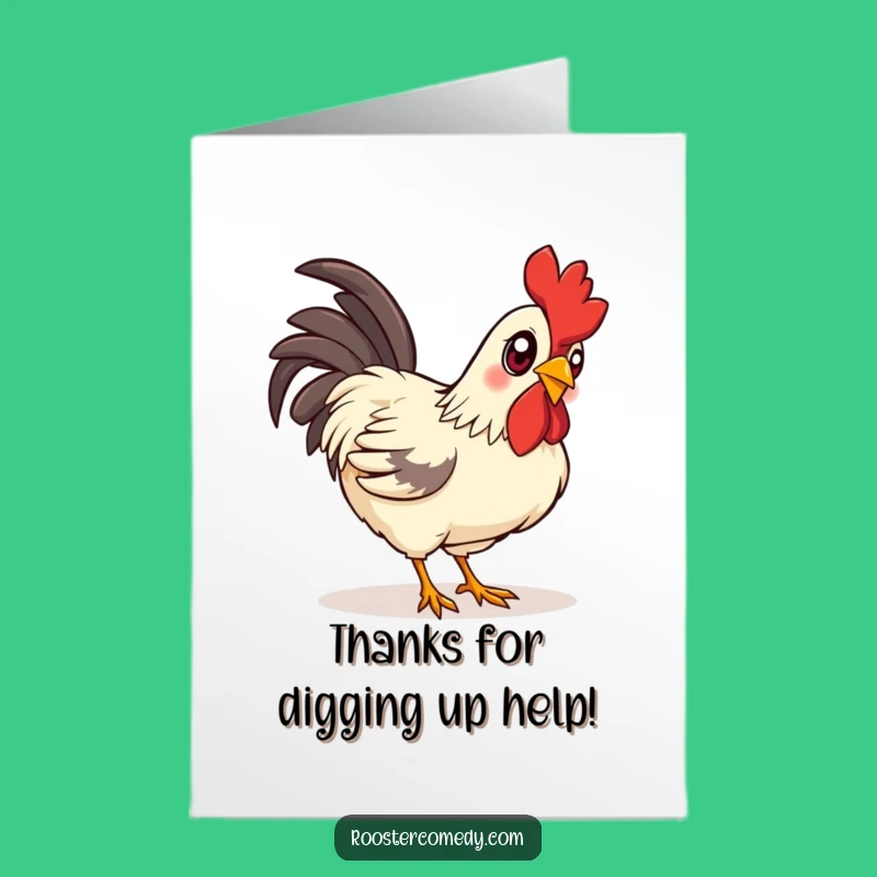 Free Printable Thank You Card: Curious Pecking Rooster - Funny Downloadable Gratitude