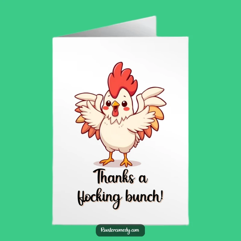 Free Printable Thank You Card: Dancing Kawaii Rooster, Fun Downloadable Gratitude