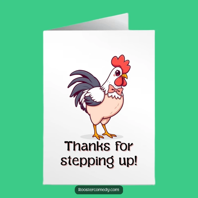 Free Printable Thank You Card: Dapper Kawaii Rooster, Elegant DIY Downloadable Gift