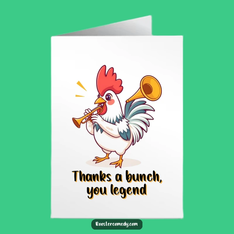 Free Printable Thank You Card: Funny Rooster Trumpet for Your Gratitude