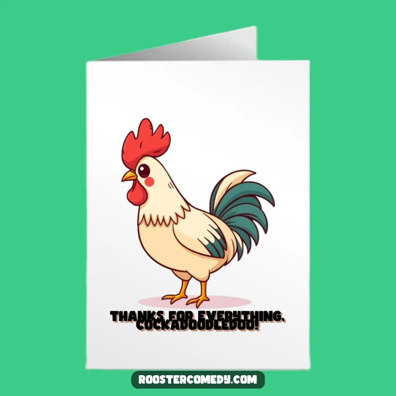 Free Printable Thank You Card: Funny Whistling Rooster, Heartfelt Downloadable Gratitude