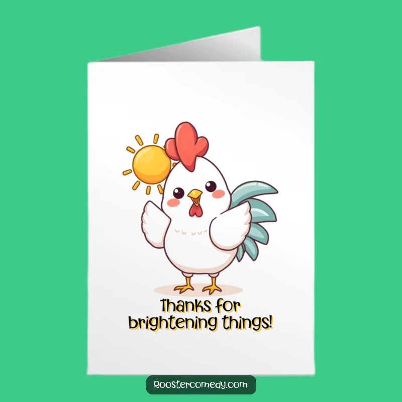 Free Printable Thank You Card: Sunny Kawaii Rooster, Warm DIY Downloadable Gift