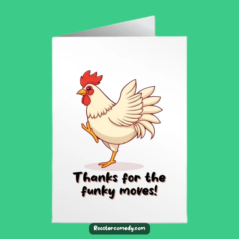 Free Printable Thank You Card: Dancing Rooster Groove - Funny Bird Downloadable Gift