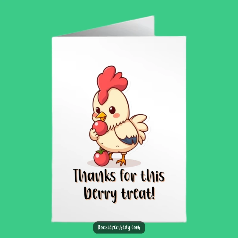 Thanks Free Printable: Kawaii Rooster's Berry Bite Thank You Card