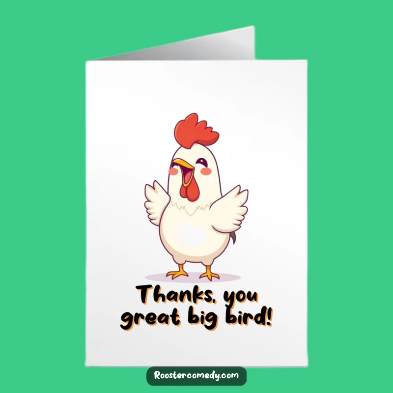 Free Printable Joyful Rooster Thank You Card: Happy Crowing Bird Downloadable Gift