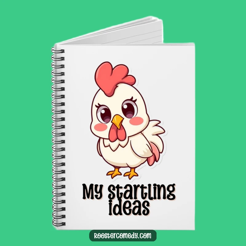 Funny Kawaii Rooster Notebook - Surprised Eyes Journal, Great Gift Idea