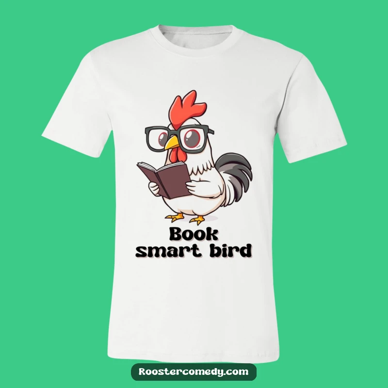 Funny Rooster Reading Glasses T-Shirt - Intellectual Birdie Apparel for Geeks!