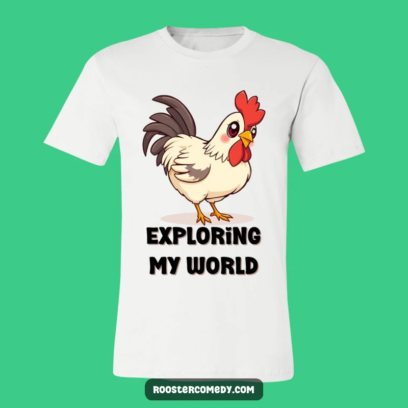 Funny Curious Rooster T-Shirt - Bright-Eyed Pecker Tee Gift