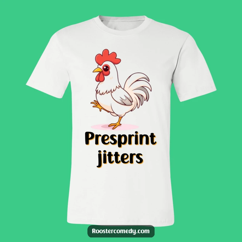 Funny Rooster Sprint T-Shirt - Playful Bird Ready to Run