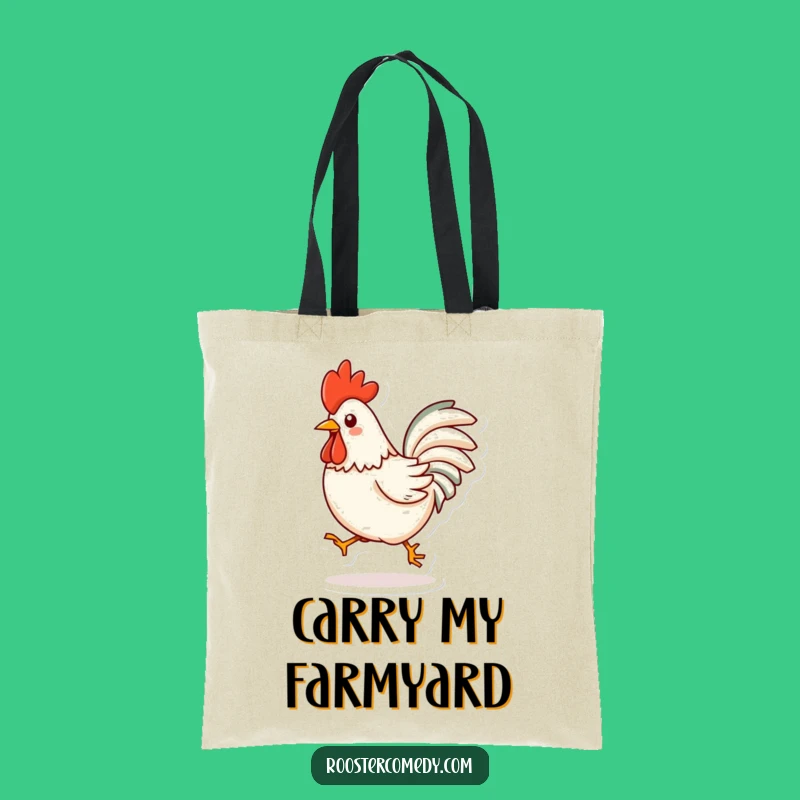 Funny Kawaii Rooster Tote Bag - Charming Hop Design for Gifts