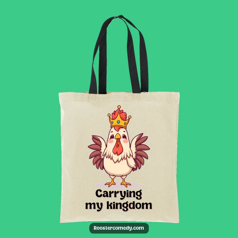 Funny Royal Rooster Crowing Tote Bag - Majestic Bird Accessory