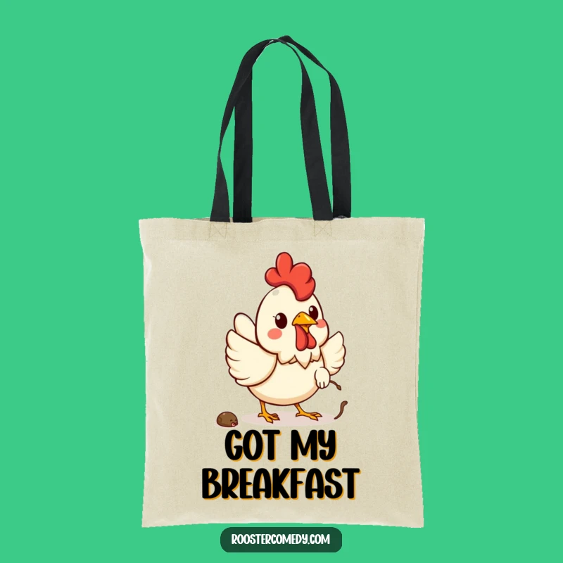 Funny Kawaii Rooster Worm Tote Bag: Carry Your Farm Fresh Finds